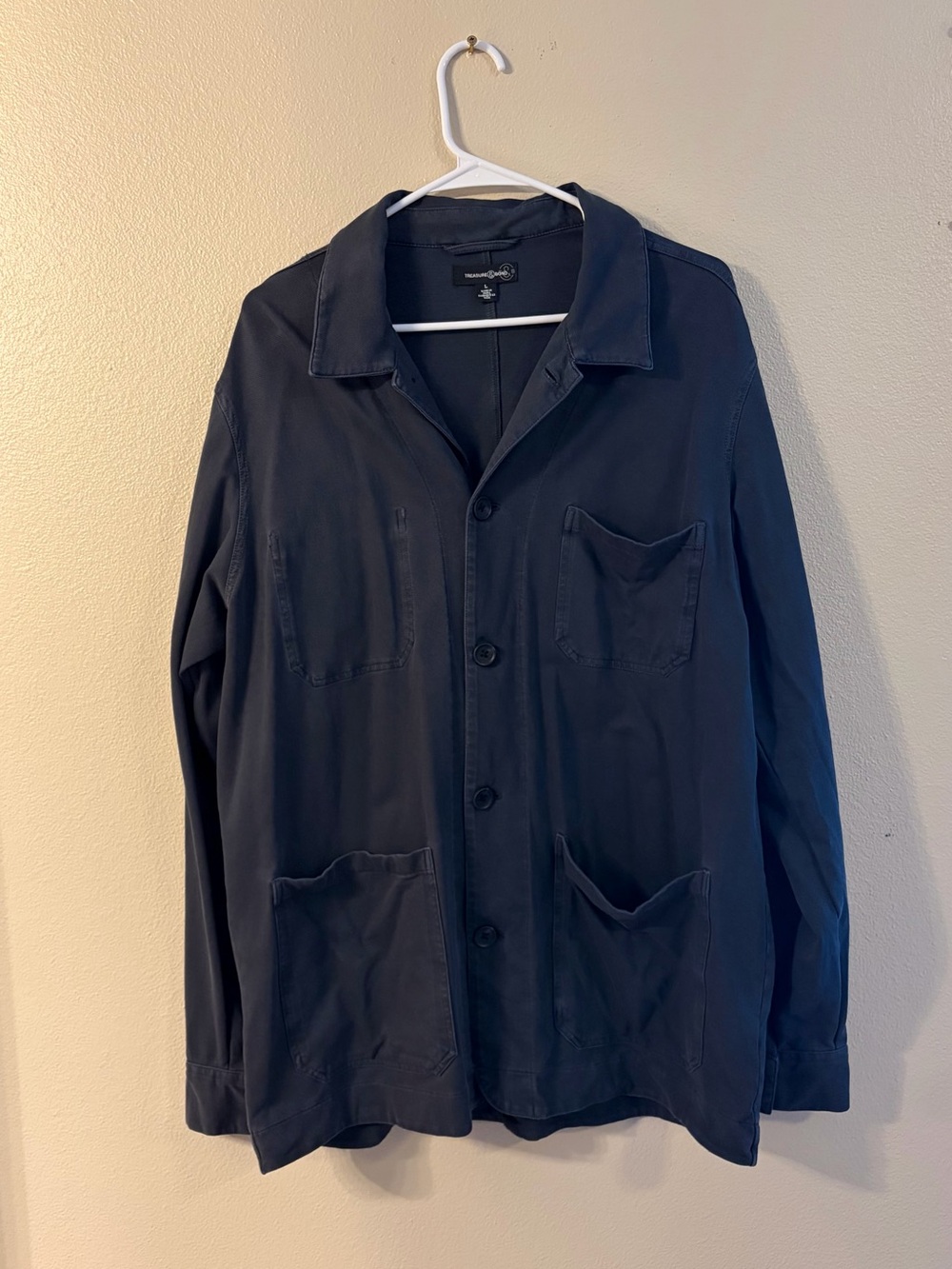 Treasure & Bond Navy Blue/Grey Button-Up  Jacket